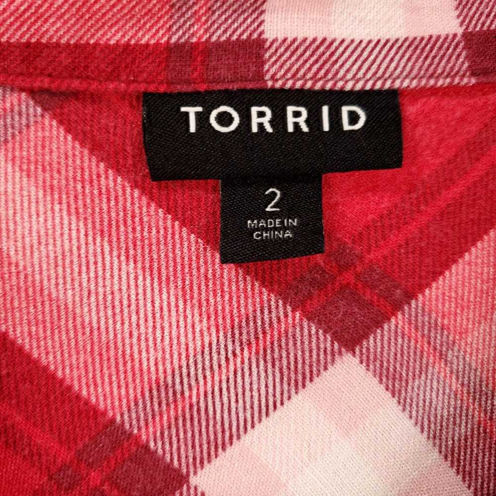 Torrid Torrid 2 Button Up Women 2X Pink Red White… - image 4