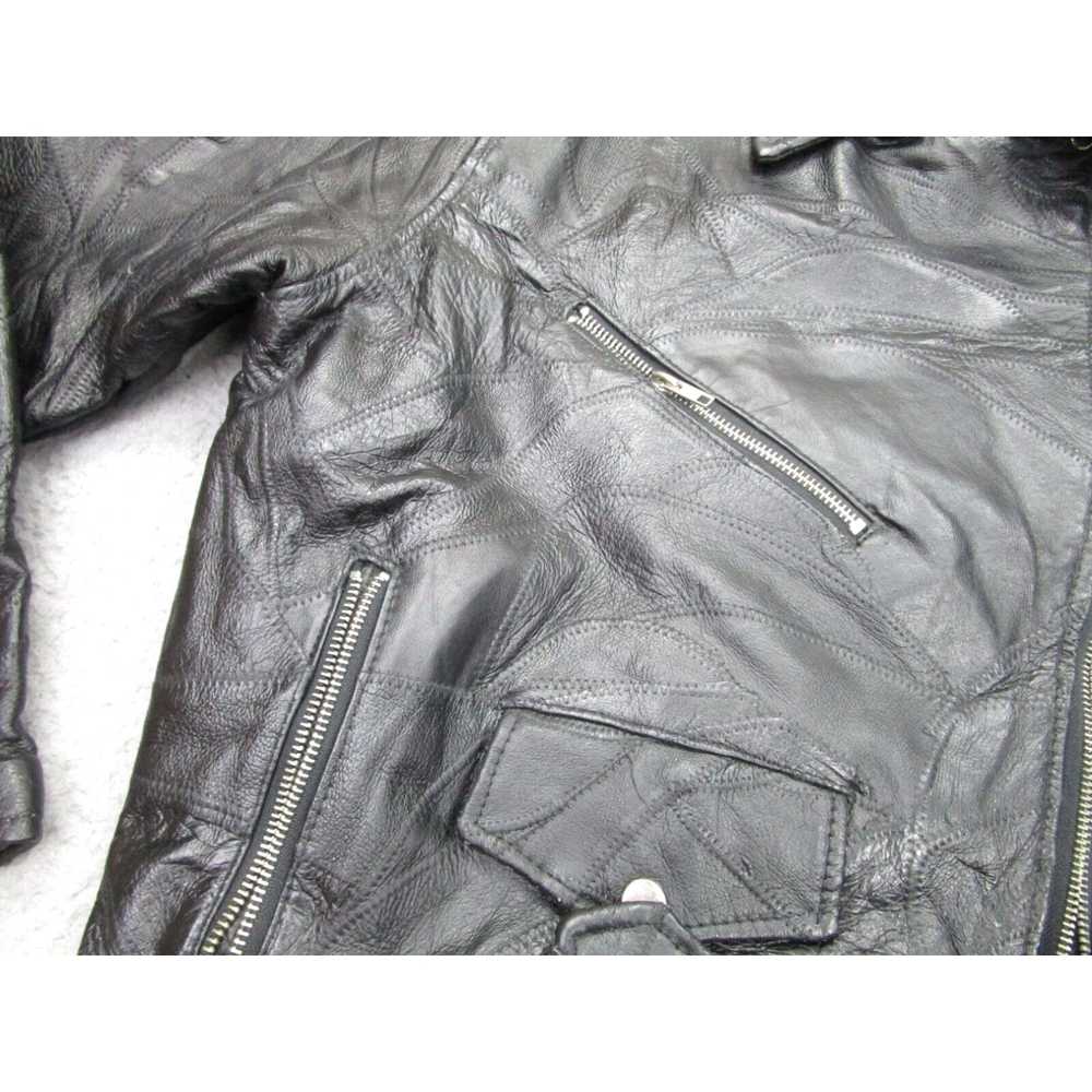 Vintage VINTAGE Leather Jacket Mens L Black Veter… - image 6