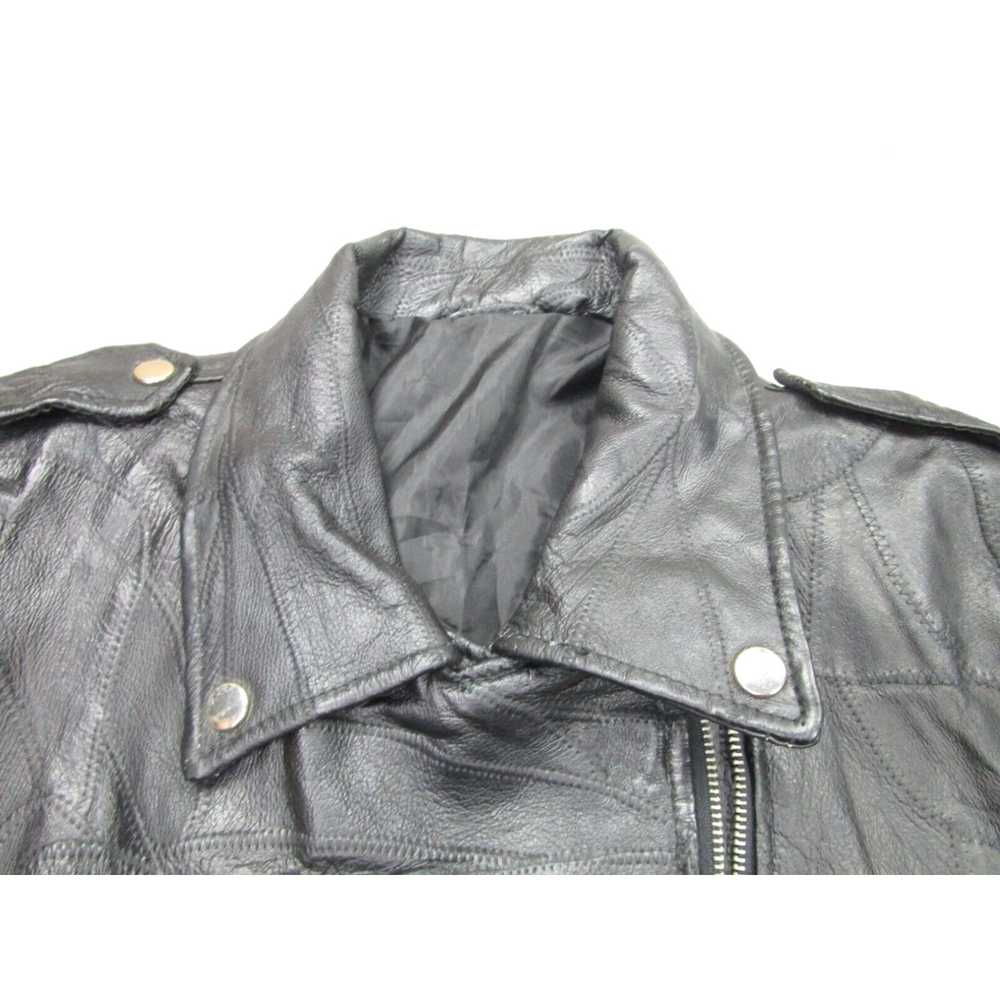 Vintage VINTAGE Leather Jacket Mens L Black Veter… - image 7