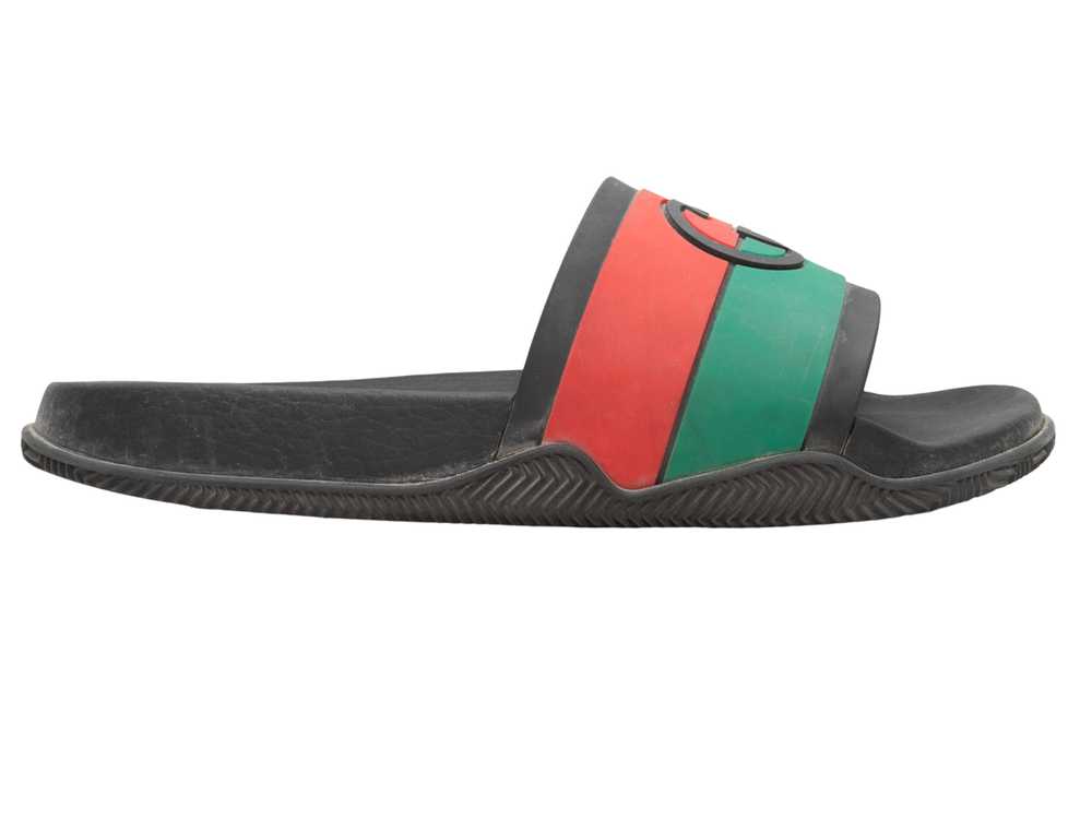 Black & Multicolor Gucci Men's Rubber Slide Sanda… - image 1