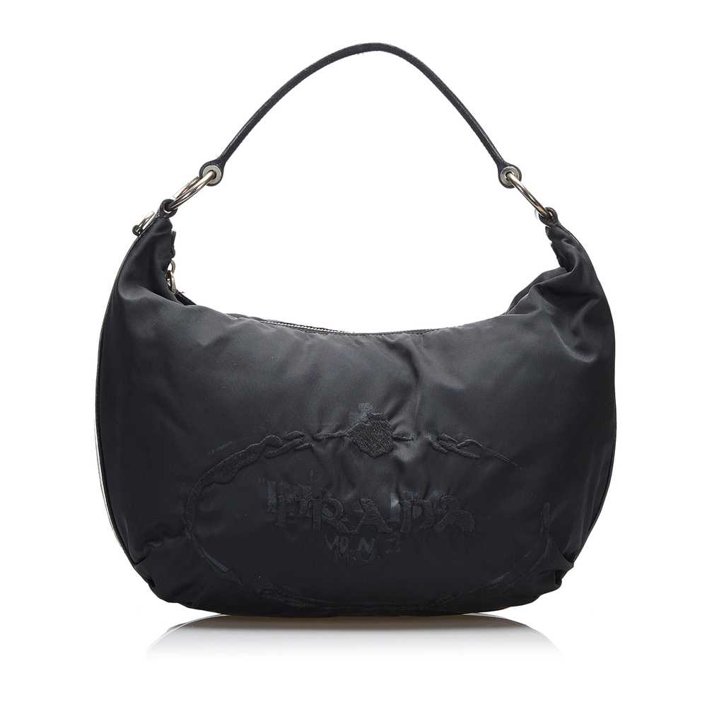 Black Prada Canapa Logo Tessuto Hobo - image 1