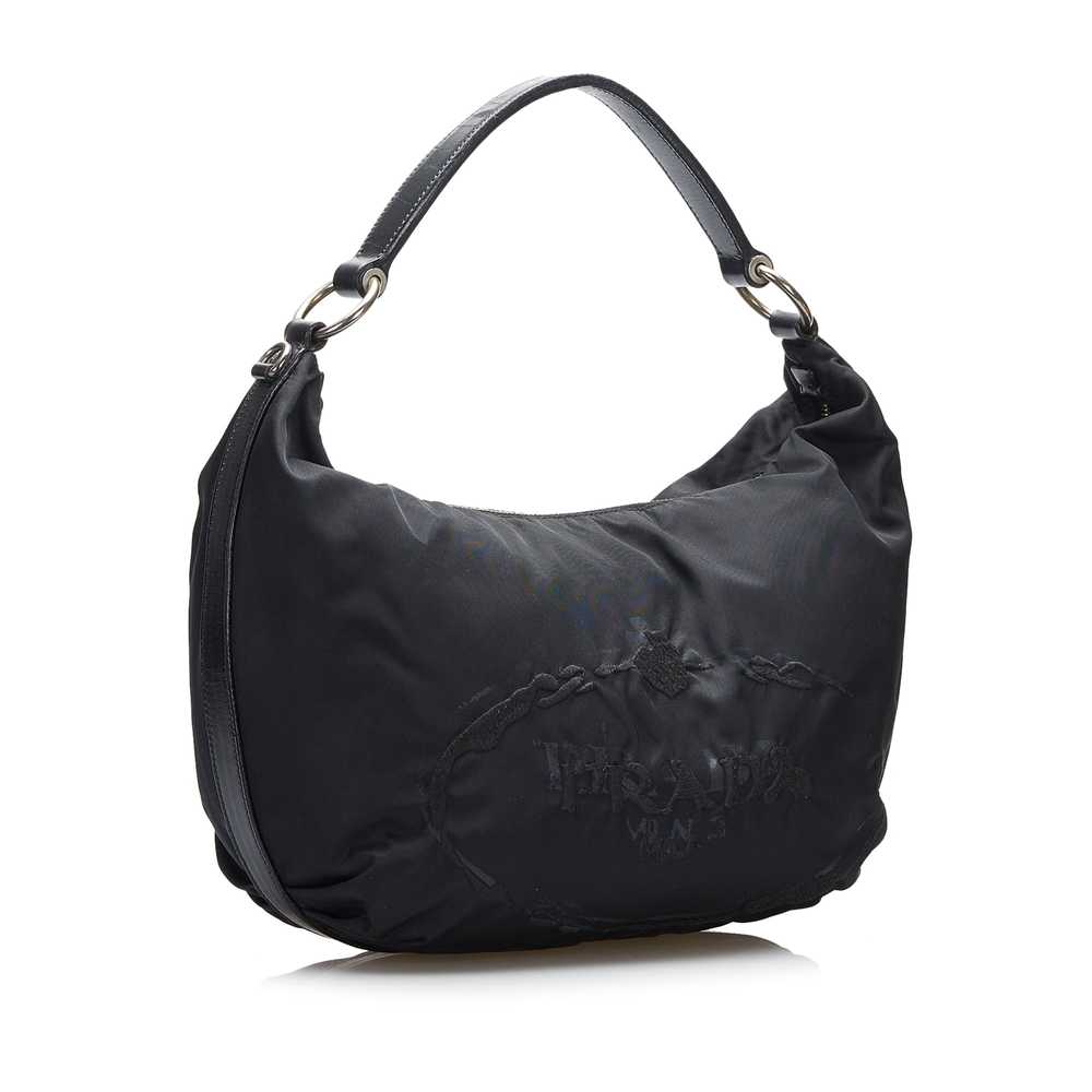 Black Prada Canapa Logo Tessuto Hobo - image 2