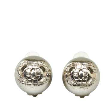 Silver Chanel Coco Mark Earrings