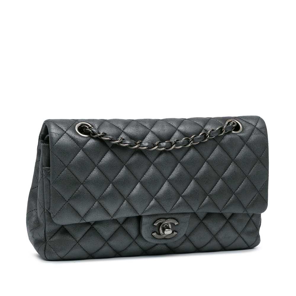 Silver Chanel Medium Classic Lambskin Double Flap… - image 2