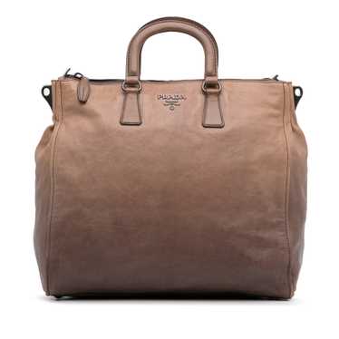 Tan Prada Glace Calf Ombre Leather Satchel