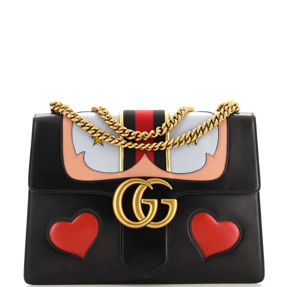 GUCCI Web Heart GG Marmont Chain Shoulder Bag Lea… - image 1