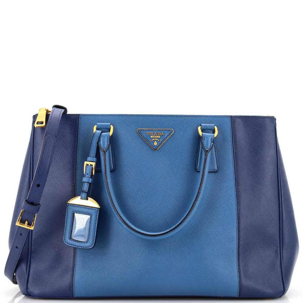 PRADA Bicolor Double Zip Lux Tote Saffiano Leathe… - image 1