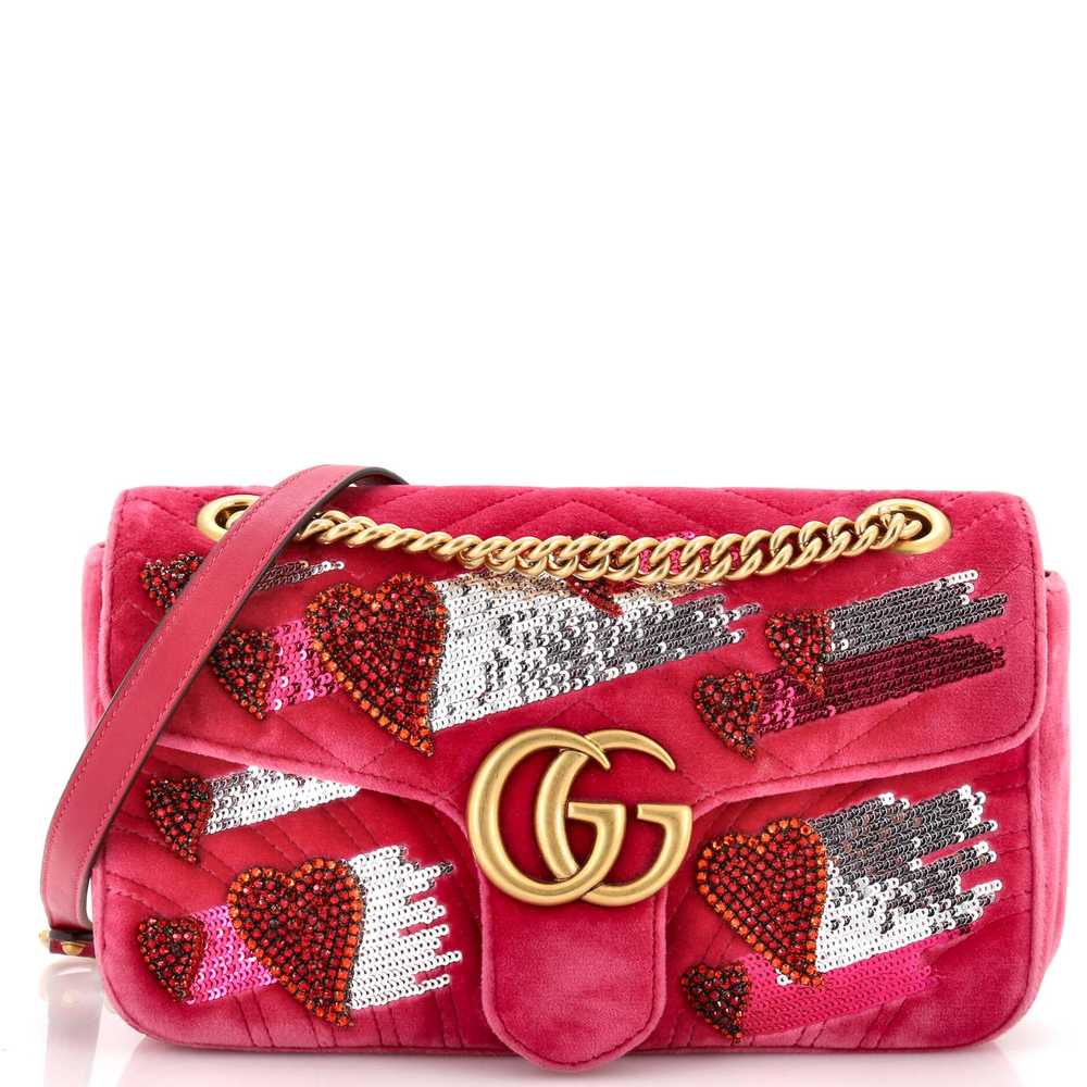 GUCCI GG Marmont Flap Bag Crystal Embellished Mat… - image 1