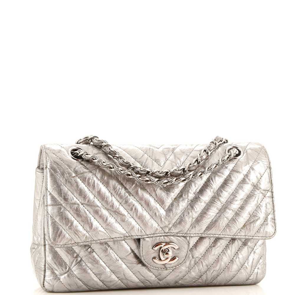 CHANEL Classic Double Flap Bag Chevron Crumpled M… - image 2