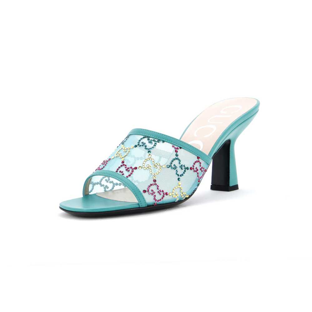 GUCCI Women's Heeled Mule Sandals Crystal GG Embe… - image 1