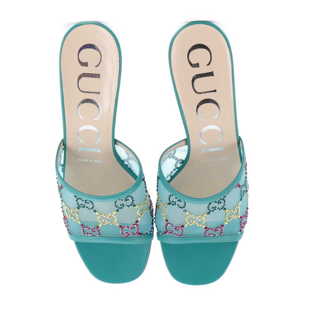 GUCCI Women's Heeled Mule Sandals Crystal GG Embe… - image 2