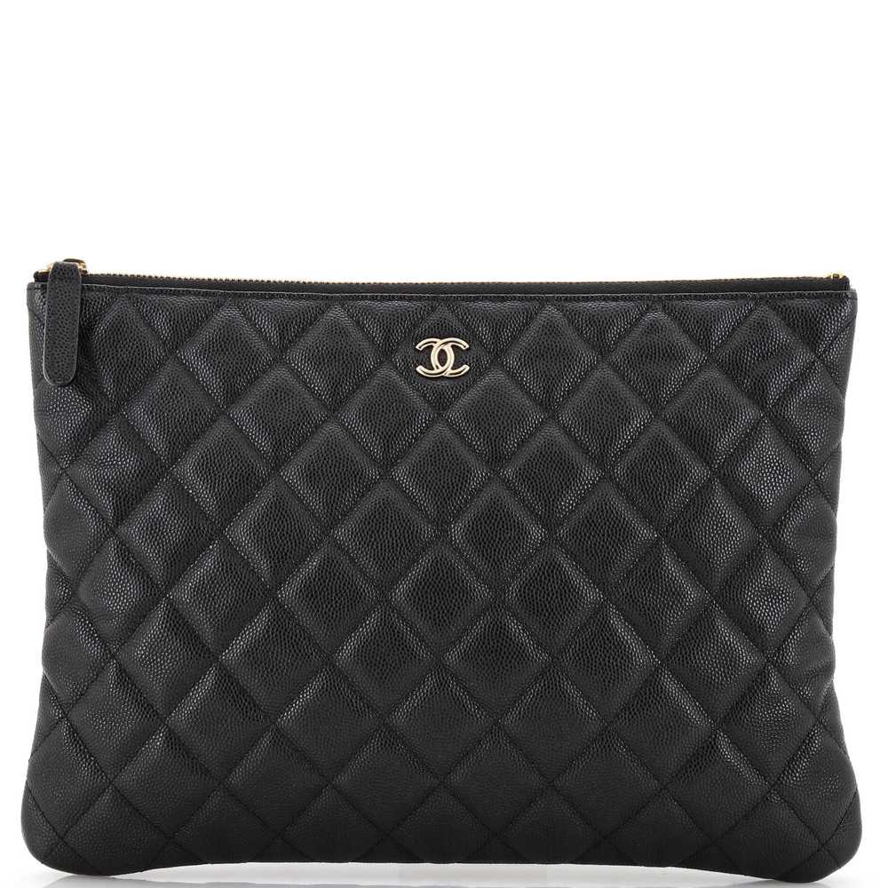 CHANEL O Case Clutch Quilted Caviar Medium - image 1