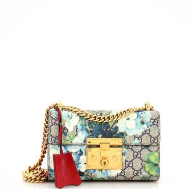 GUCCI Padlock Shoulder Bag Blooms Print GG Coated… - image 1