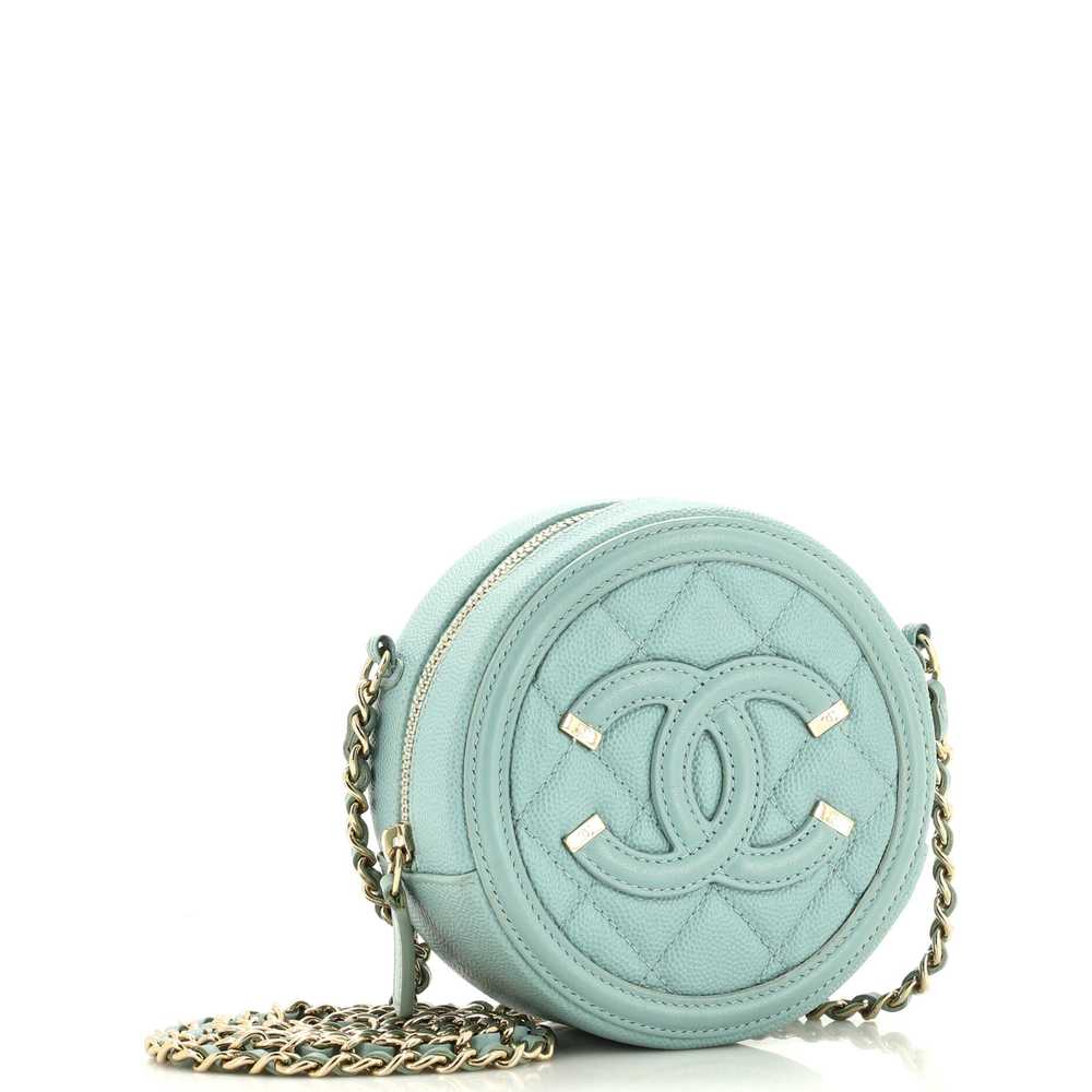 CHANEL Filigree Round Clutch with Chain Quilted C… - image 2