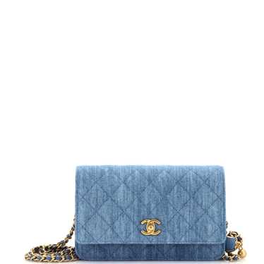 CHANEL Pearl Crush Wallet on Chain Quilted Denim