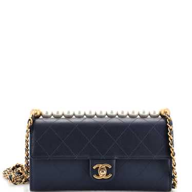 CHANEL Chic Pearls Clutch with Chain Quilted Goats