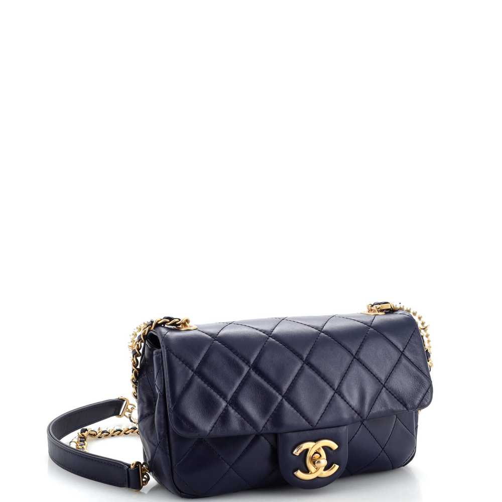 CHANEL Crystal Pearls Chain Flap Bag Quilted Calf… - image 2