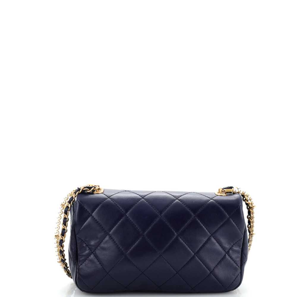 CHANEL Crystal Pearls Chain Flap Bag Quilted Calf… - image 3