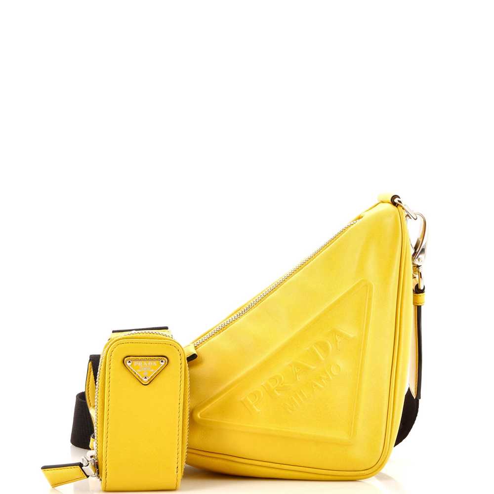 PRADA Triangle Logo Zip Crossbody Bag Leather Sma… - image 2