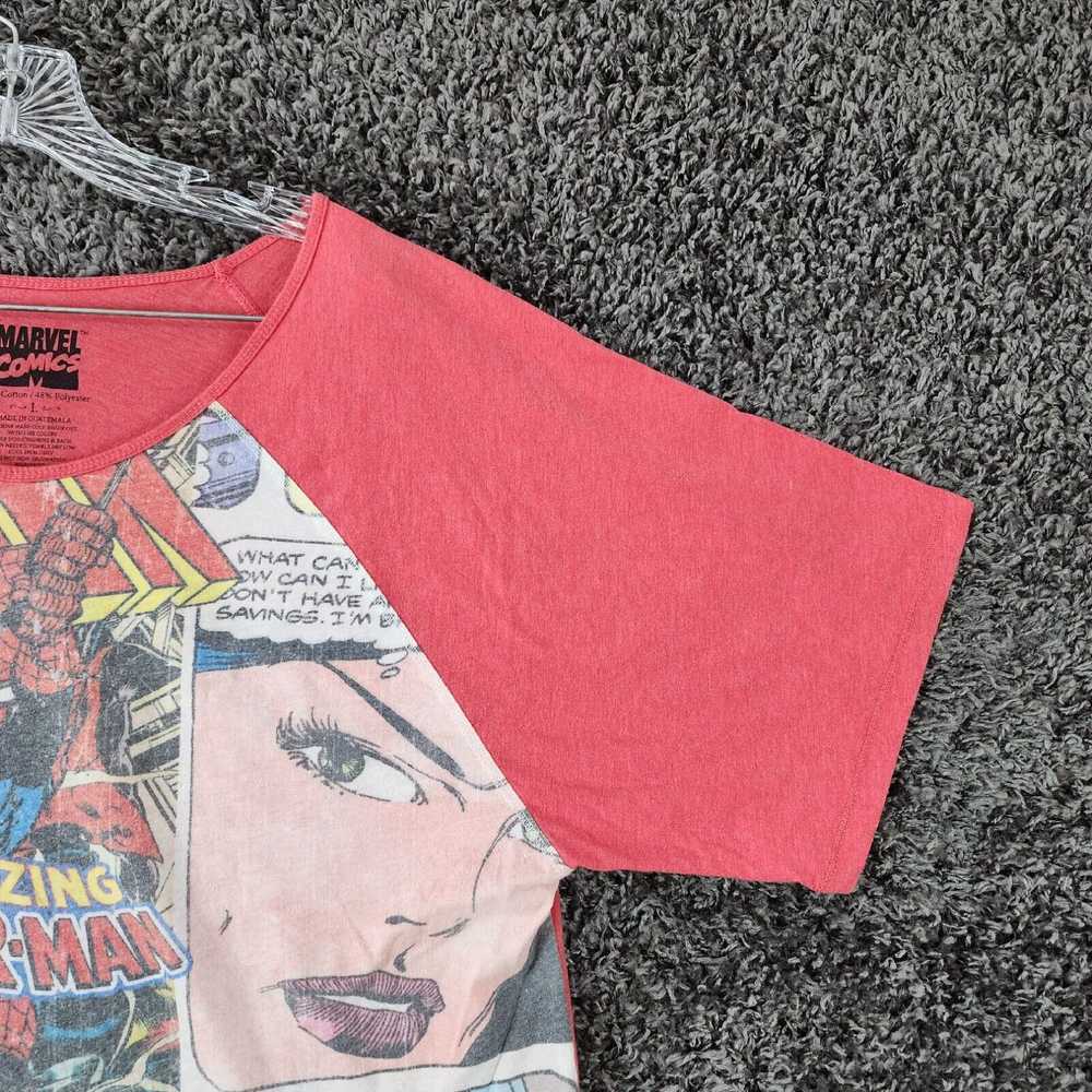 Vintage Marvel Comics Womens Red Cropped Short Sl… - image 3