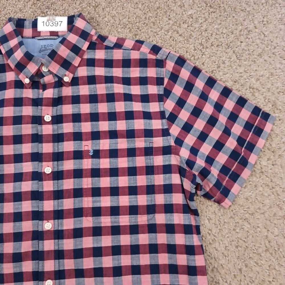 Izod Izod Saltwater Shirt Mens Medium Pink Blue P… - image 3