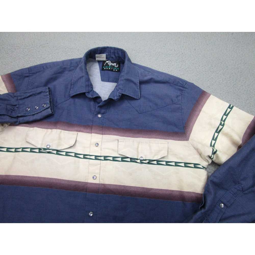 Roper VINTAGE Roper Shirt mens XL Blue Pearl Snap… - image 3