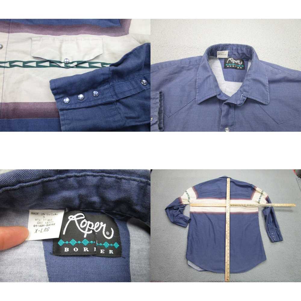 Roper VINTAGE Roper Shirt mens XL Blue Pearl Snap… - image 4