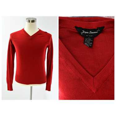 Blend 90s Vintage Mens L Red V Neck Wool Blend Sw… - image 1