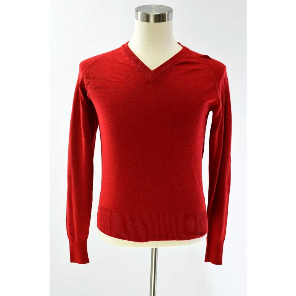 Blend 90s Vintage Mens L Red V Neck Wool Blend Sw… - image 3