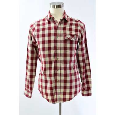 Vintage 80s Vintage Mens M Red & White Check Butt… - image 1