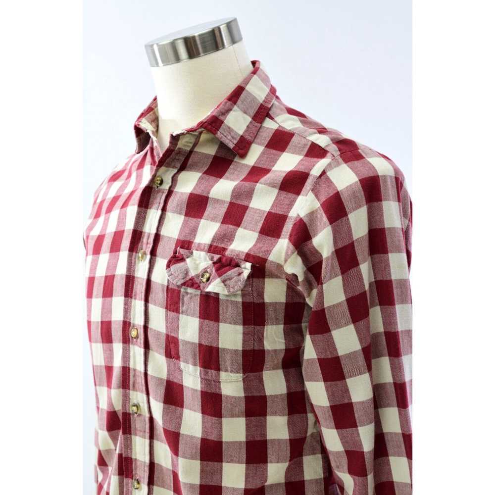 Vintage 80s Vintage Mens M Red & White Check Butt… - image 3