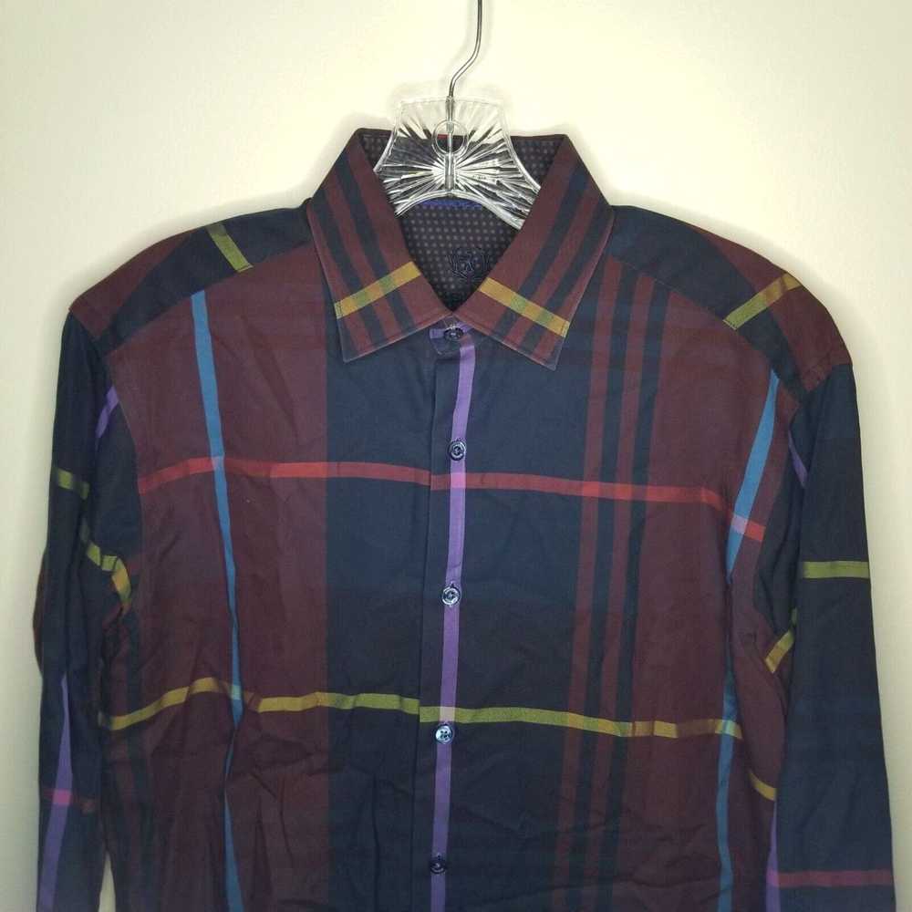 Bugatchi Bugatchi Uomo Mens Purple Blue Plaid Lon… - image 2