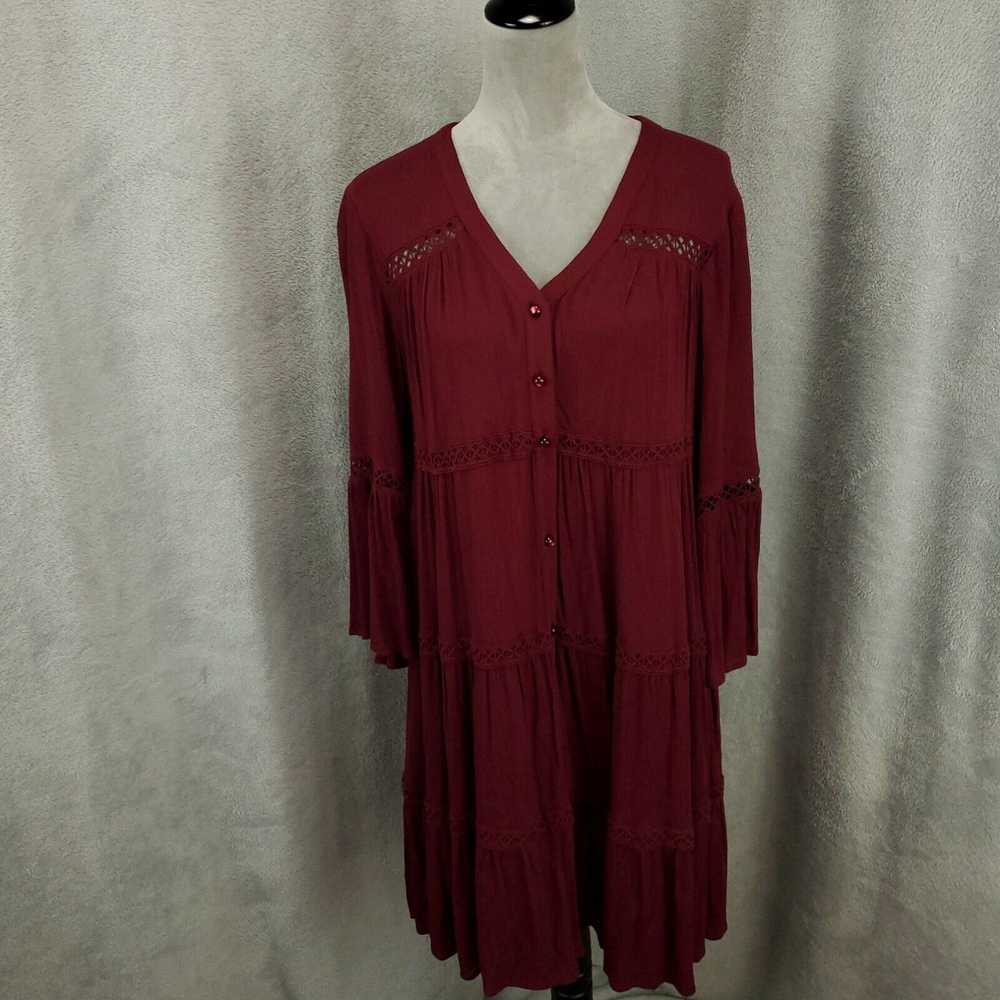 Vintage Knox Rose Dress Womens Medium Burgundy Ga… - image 1