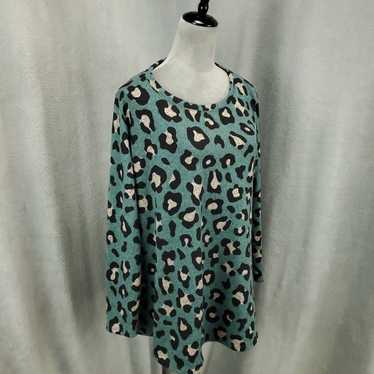 Vintage Green Envelope Tunic Womens 1X Green Leopa