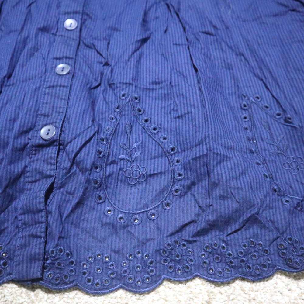 Vintage Liz & Me Top Blouse Shirt Blue Floral Emb… - image 3