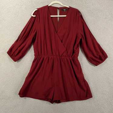 Lulus Lulus Romper Womens XL Burgundy Snap Front … - image 1