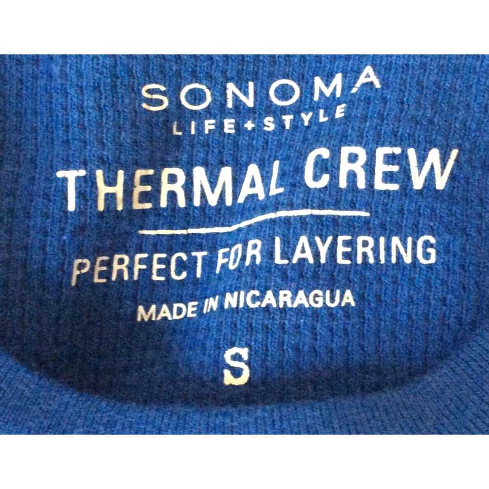 Vintage New SONOMA Mens Blue Thermal Crew Neck Tr… - image 3