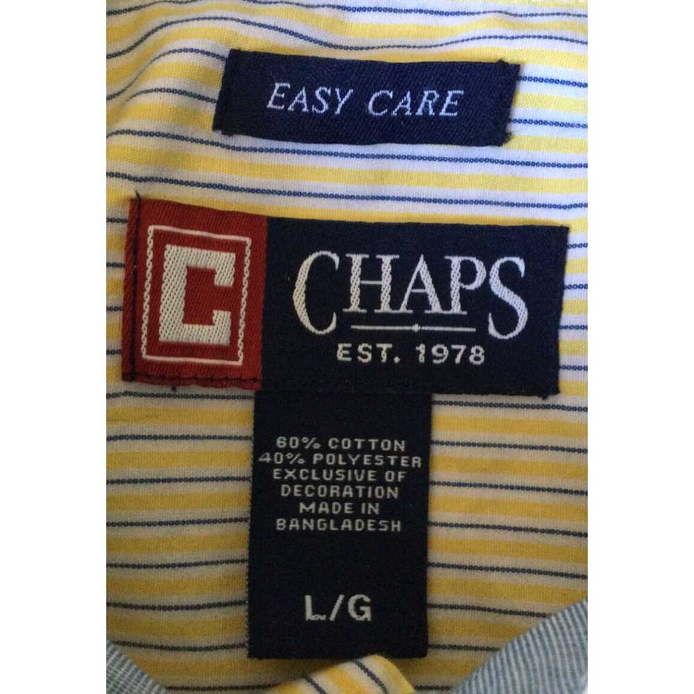 Chaps CHAPS Easy Care Mens Size L Yellow Striped … - image 3