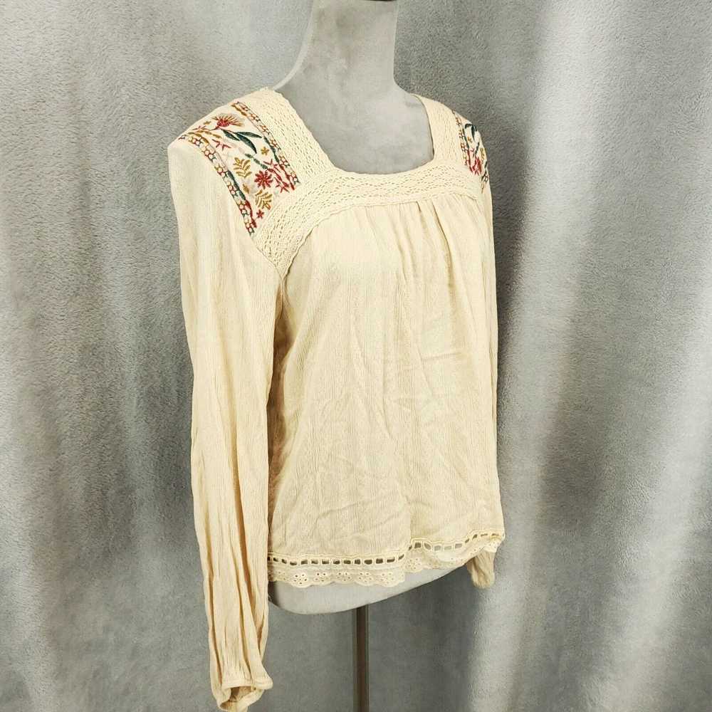 Vintage Knox Rose Blouse Womens Large Beige Flora… - image 1