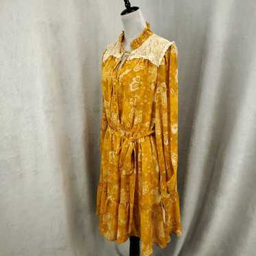 Vintage New Tahari Dress Womens 12 Yellow Paisley 