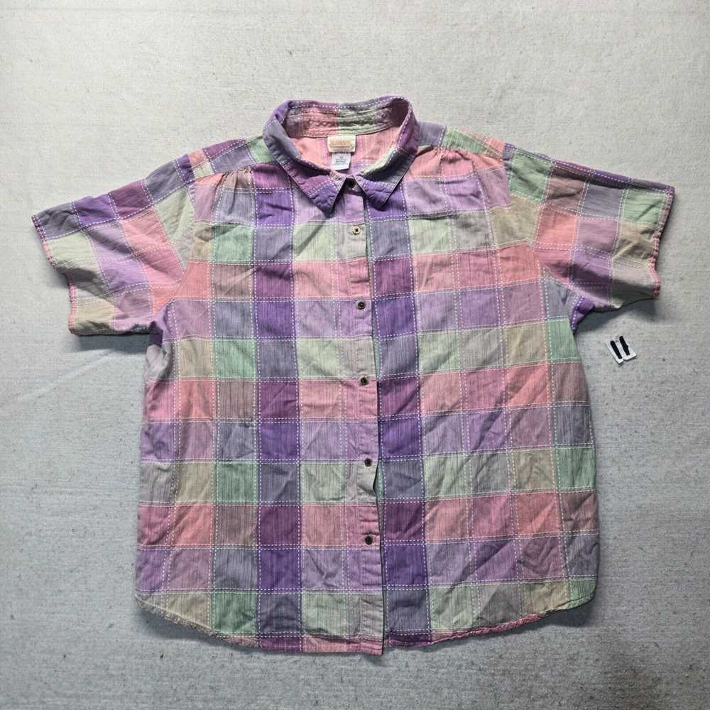 Vintage Roaman’s Pink Plaid Button Up 100% Cotton… - image 1