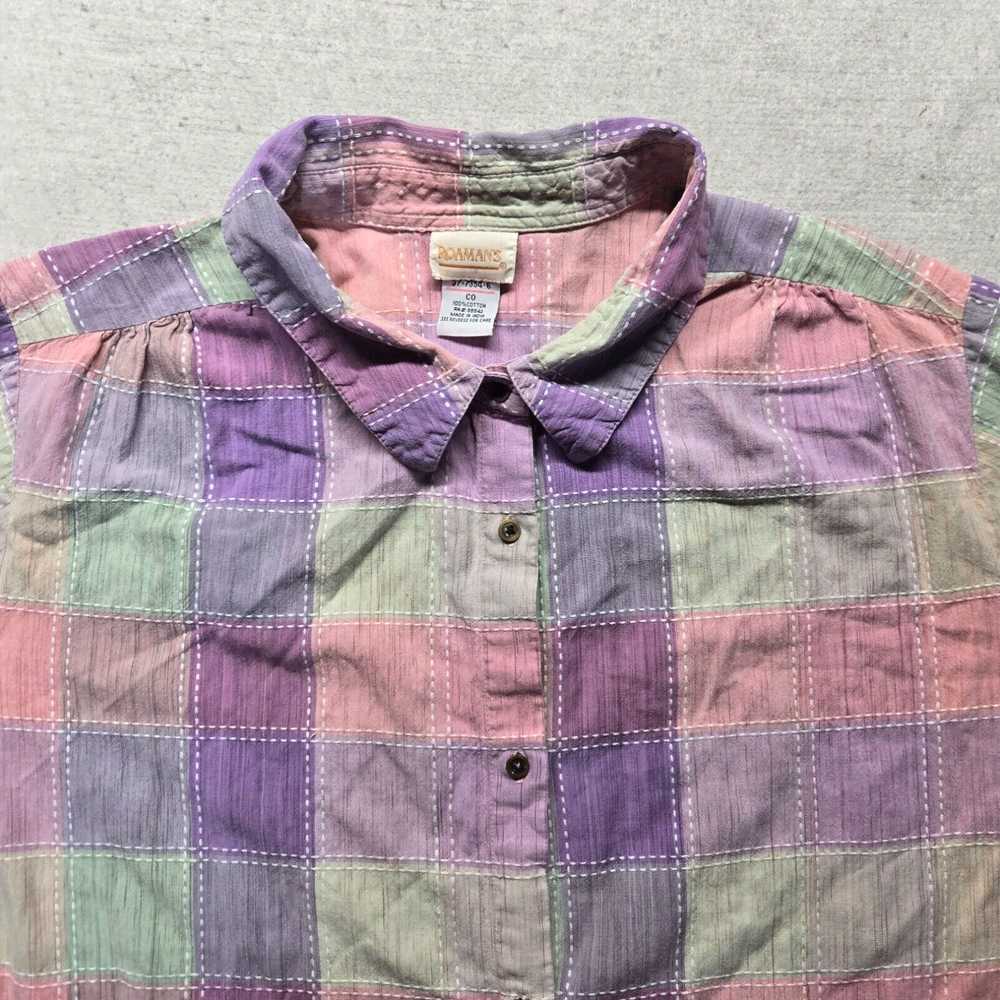 Vintage Roaman’s Pink Plaid Button Up 100% Cotton… - image 2