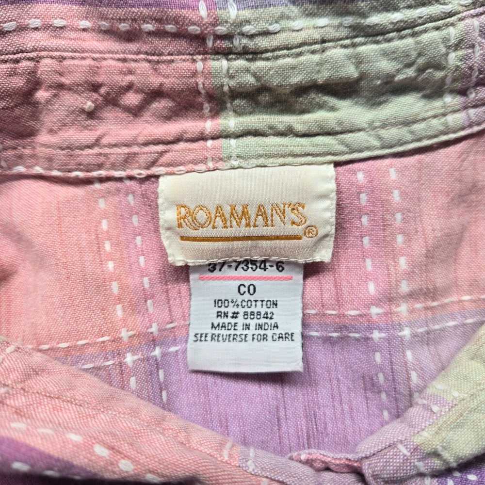 Vintage Roaman’s Pink Plaid Button Up 100% Cotton… - image 3