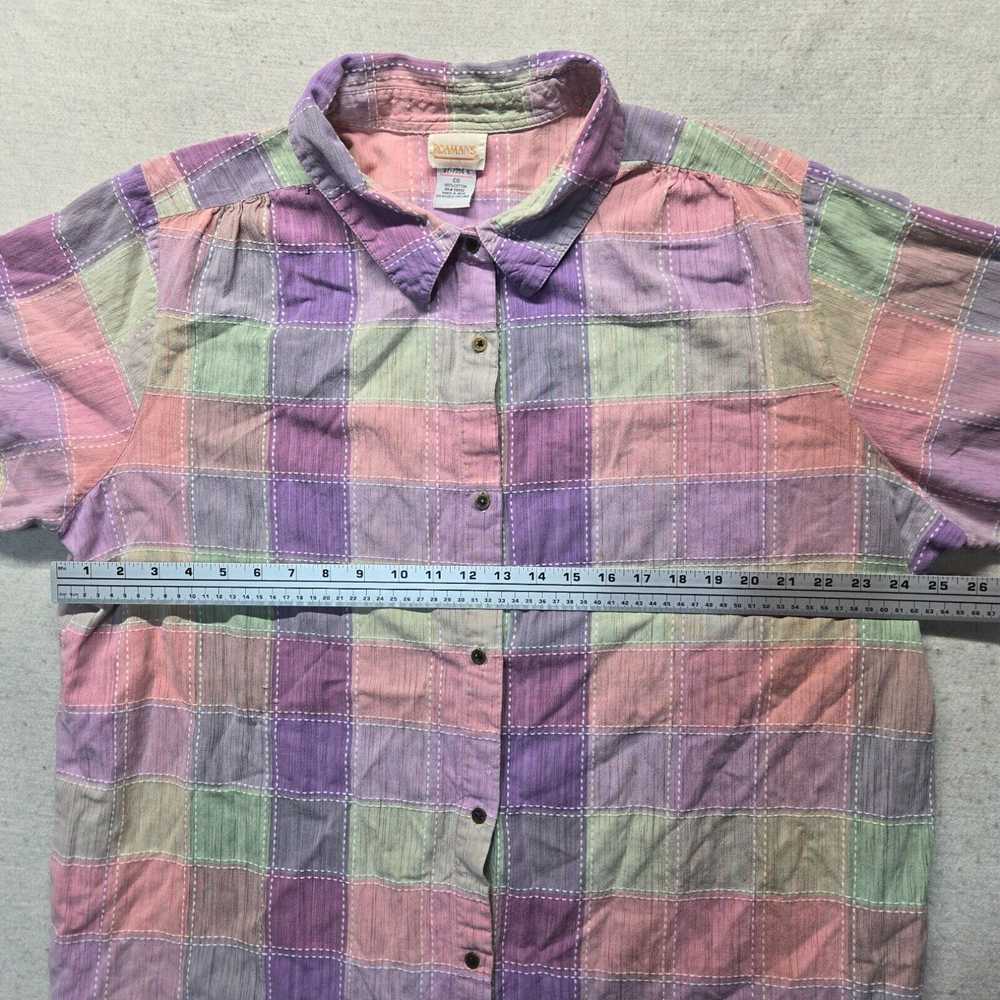 Vintage Roaman’s Pink Plaid Button Up 100% Cotton… - image 4