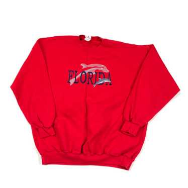 Gildan VTG Florida Red Embroidered Dolphin Sweatsh