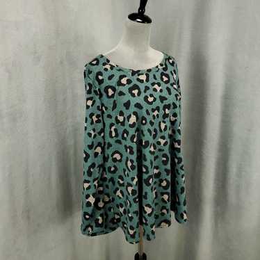 Vintage Green Envelope Tunic Womens 1X Green Leopa