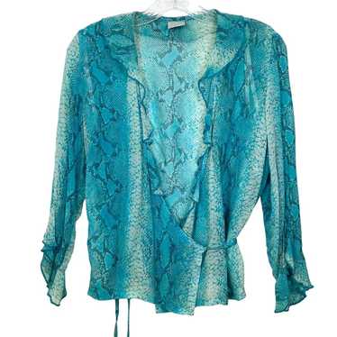 NWOT OASIS Top Vintage UK 10/US 6 Blue Snakeskin S