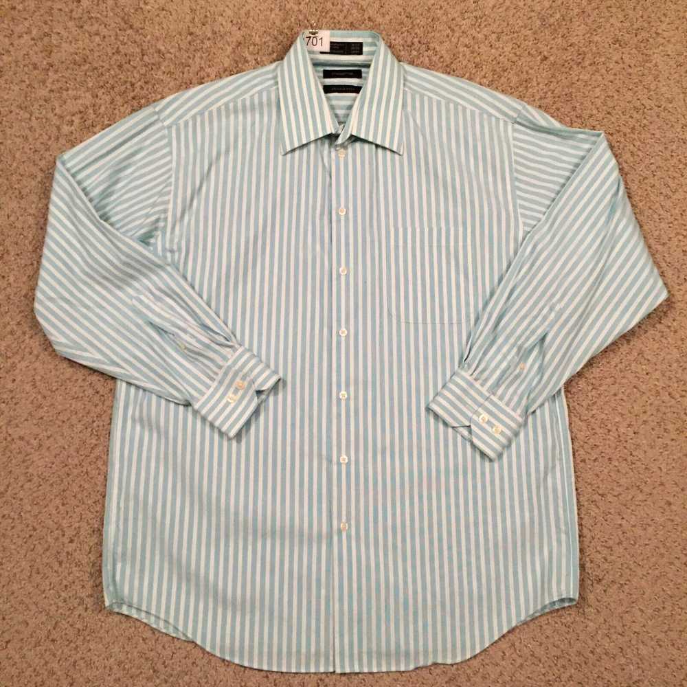 Vintage Claiborne Shirt Mens Large Blue Striped L… - image 1