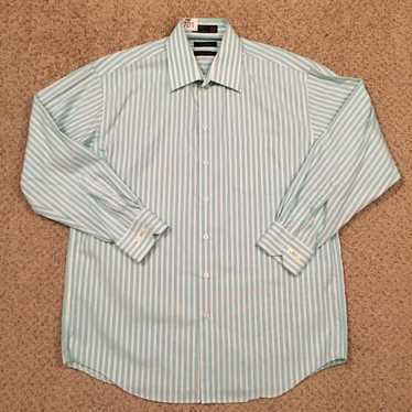 Vintage Claiborne Shirt Mens Large Blue Striped L… - image 1