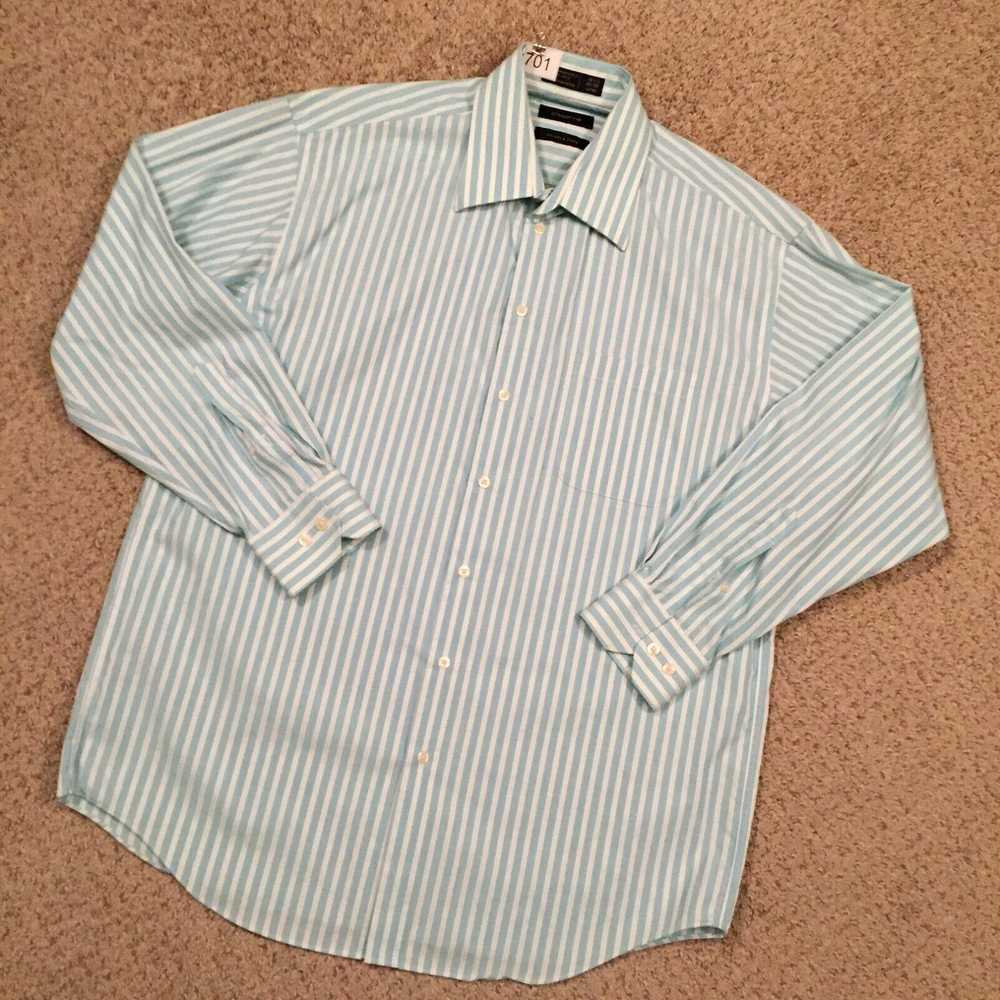 Vintage Claiborne Shirt Mens Large Blue Striped L… - image 2